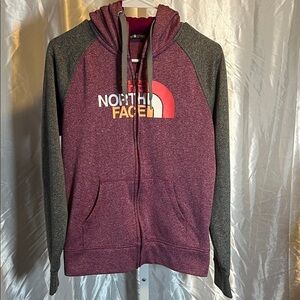 The North Face Burgundy and Charcoal Hoodie A0442